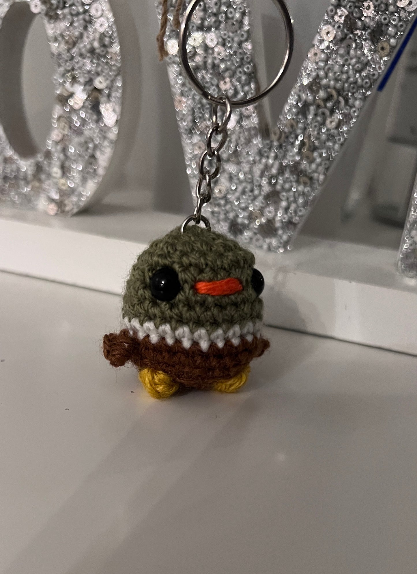 Crochet Mallard Duck Keychain