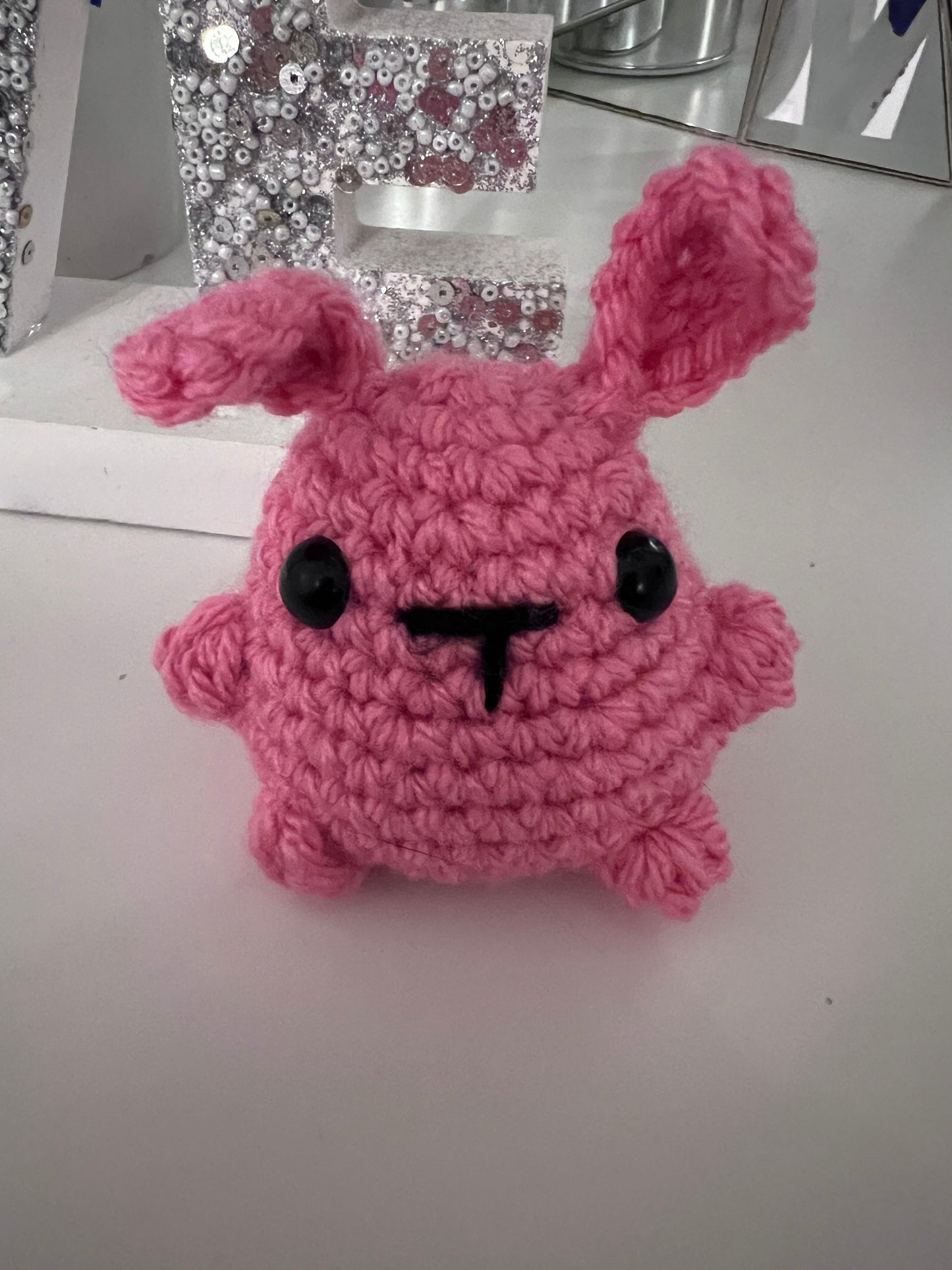 Crochet Pink Bunny Plushie acrylic