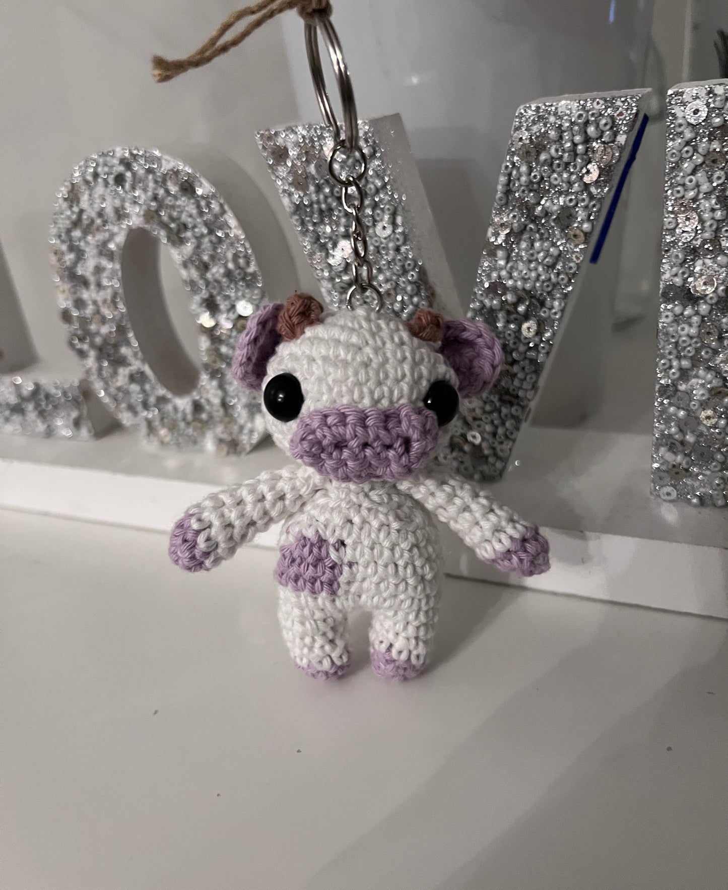 Crochet Cow Keychain