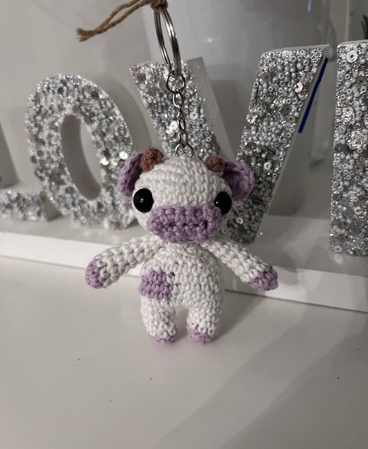Crochet Cow Keychain
